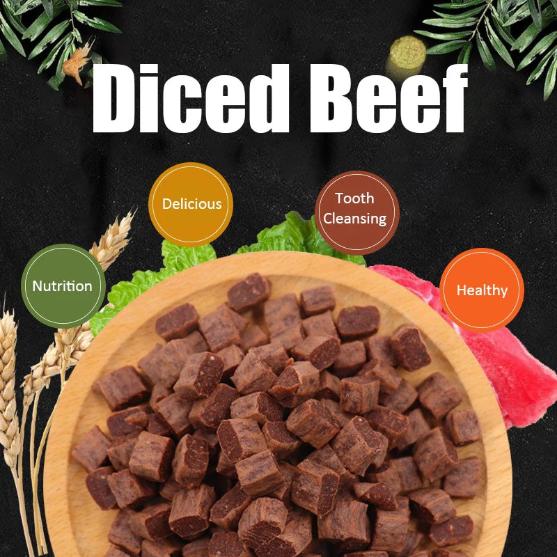 Diced Beef Particles Digestive Nutritious Delicious Chewy Training Rewards