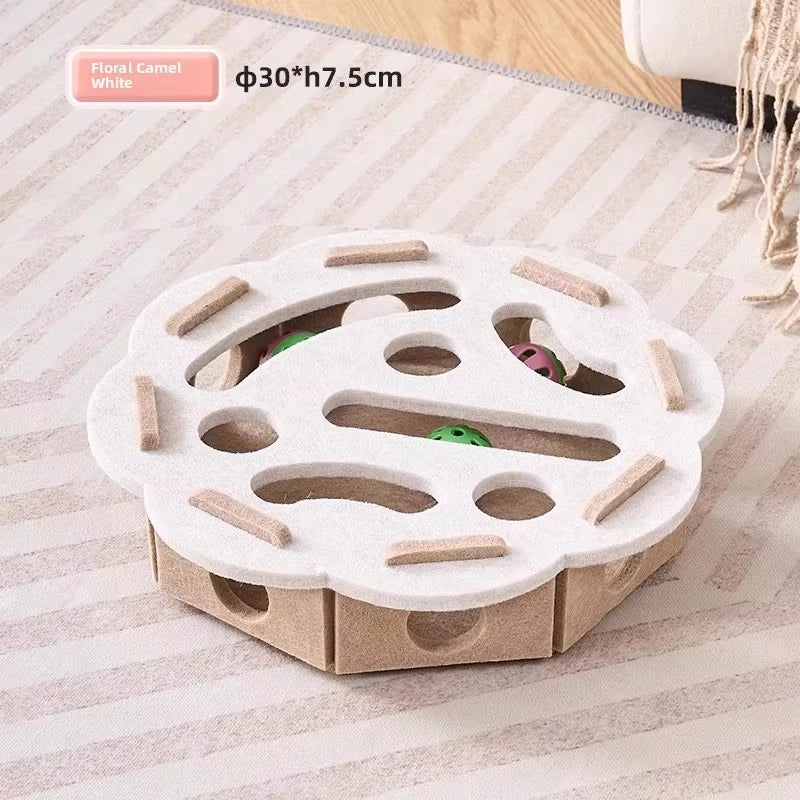 Cat Puzzle Toy Felt Puzzle Box Cat Exercise Toy With Ball