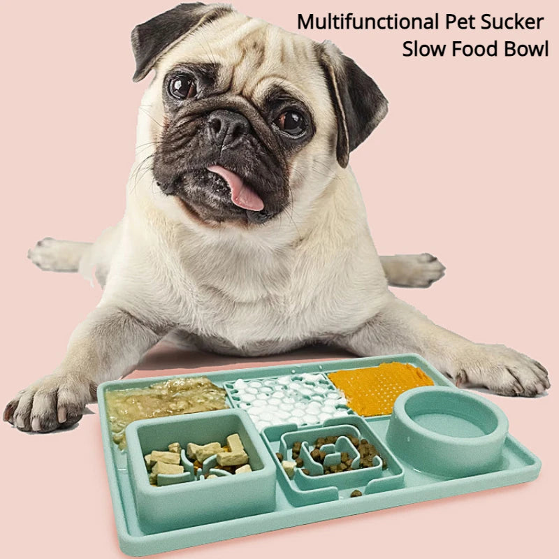 Dog Licking Pad Slow Feeding Bowl Food Grade Silicone Suction Cup  Slowly Feed Plate Pets