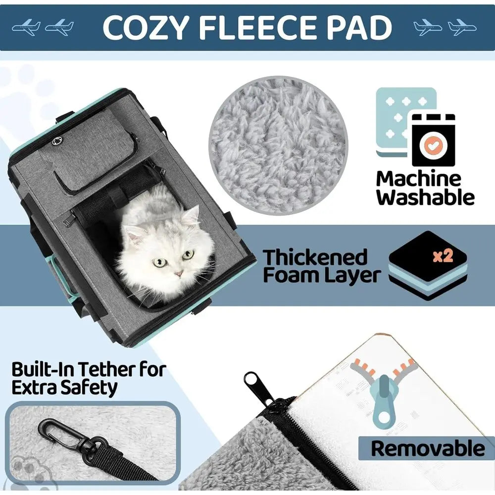 Cat/Small Dog Carrier American, United, Delta Airline Approved/Soft-Sided Pet Travel Bag
