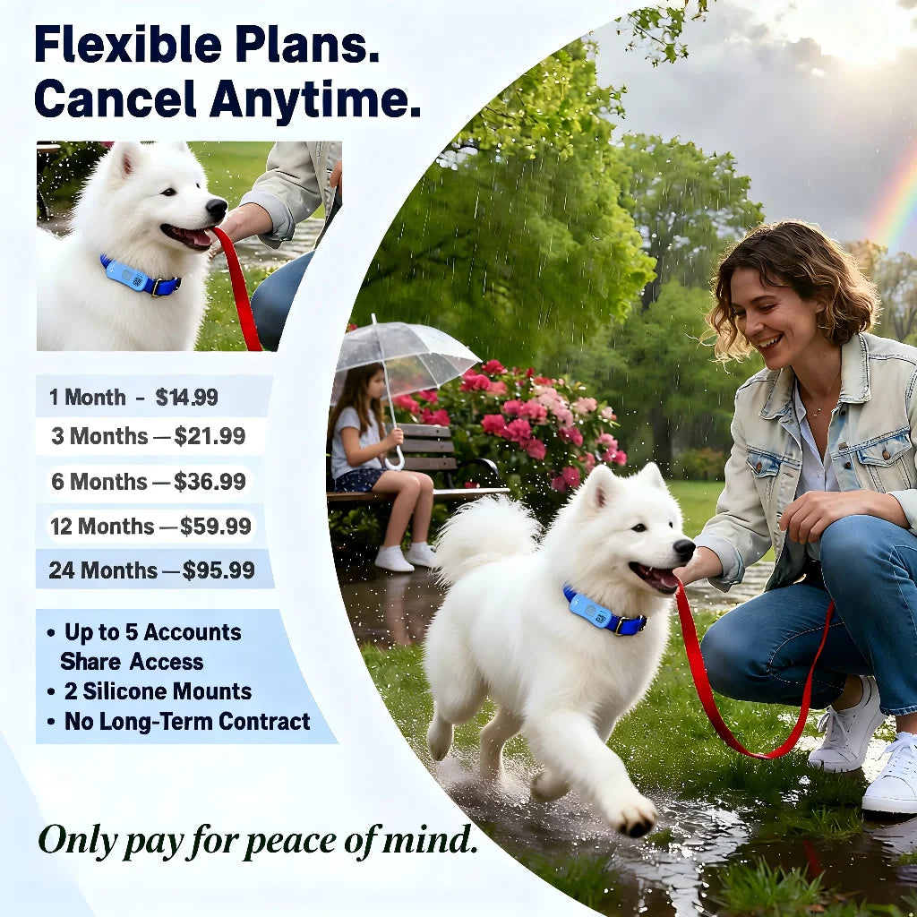 GPS Pet Tracker for Dogs Cats, Real Time Tracking Unlimited Distance, Anti-Lost Locator with SIM Subscription Required