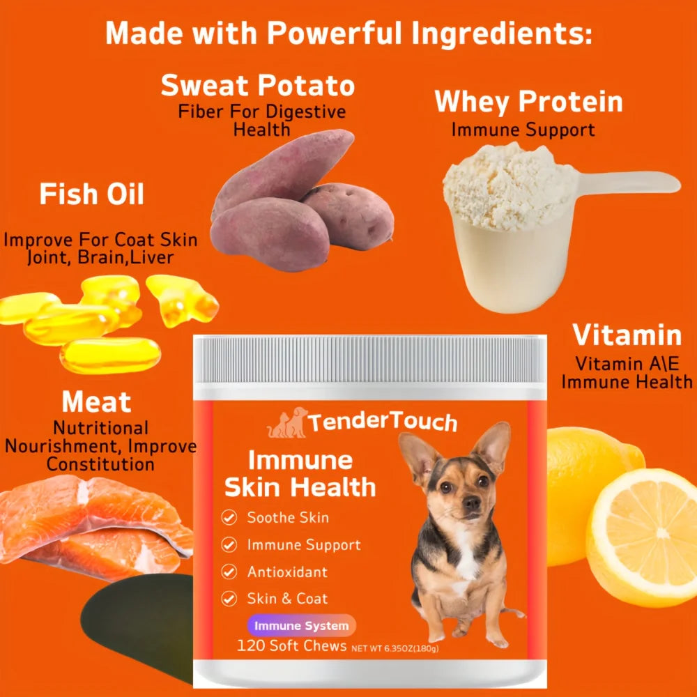 240 Chews - 2 Pack  TenderTouch Allergy & Immune Supplement for Dogs
