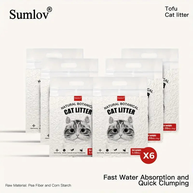 33lbs Tofu Cat Litter, Natural Botanical, Dust-Free, Flushable, Quick Clumping, Odor Control