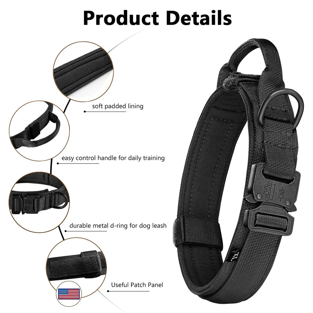 Tactical Dog Harness Collar With Pouches For Medium Large Dogs