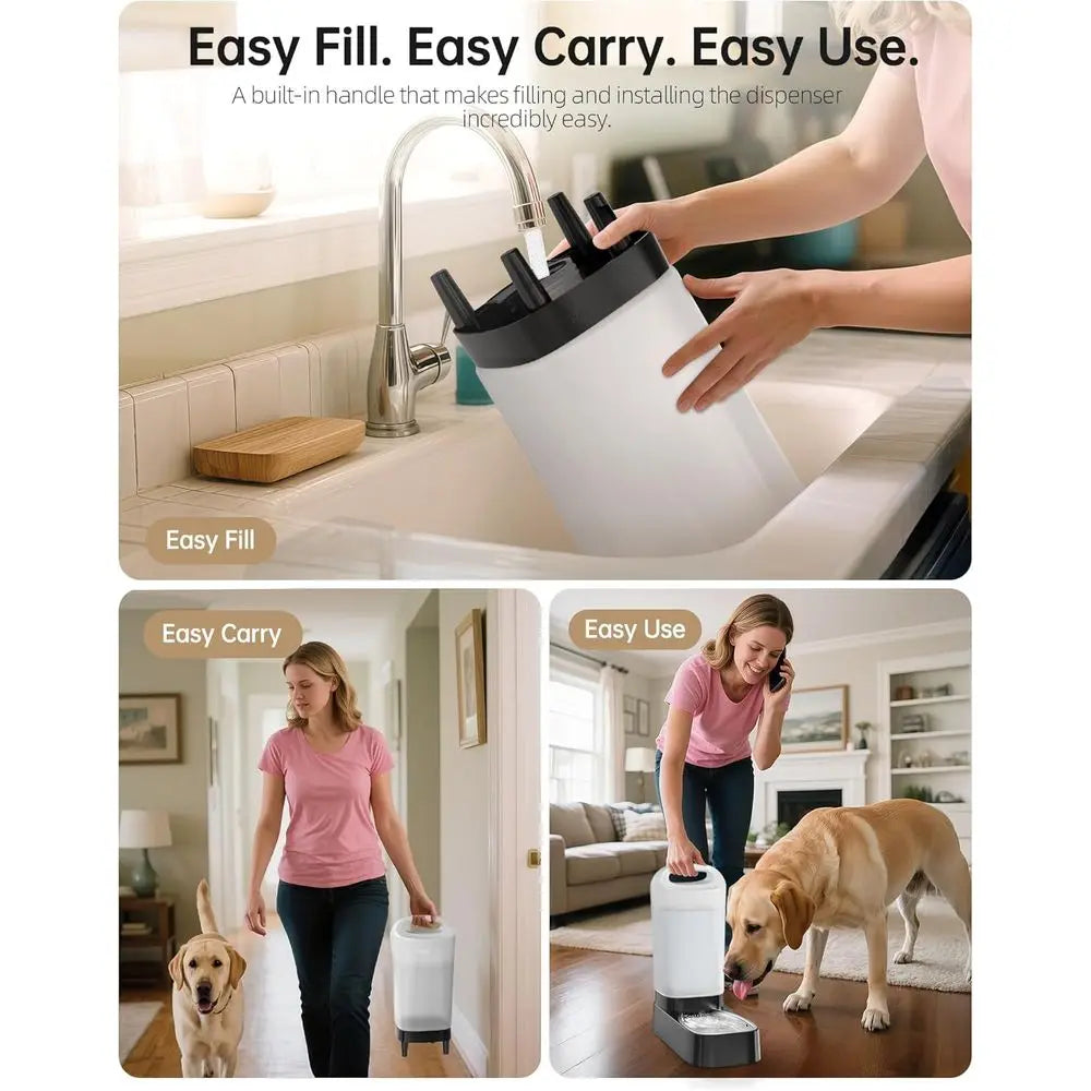 2.4 Gallon Gravity Pet Water Dispenser with Stainless Steel Bowl