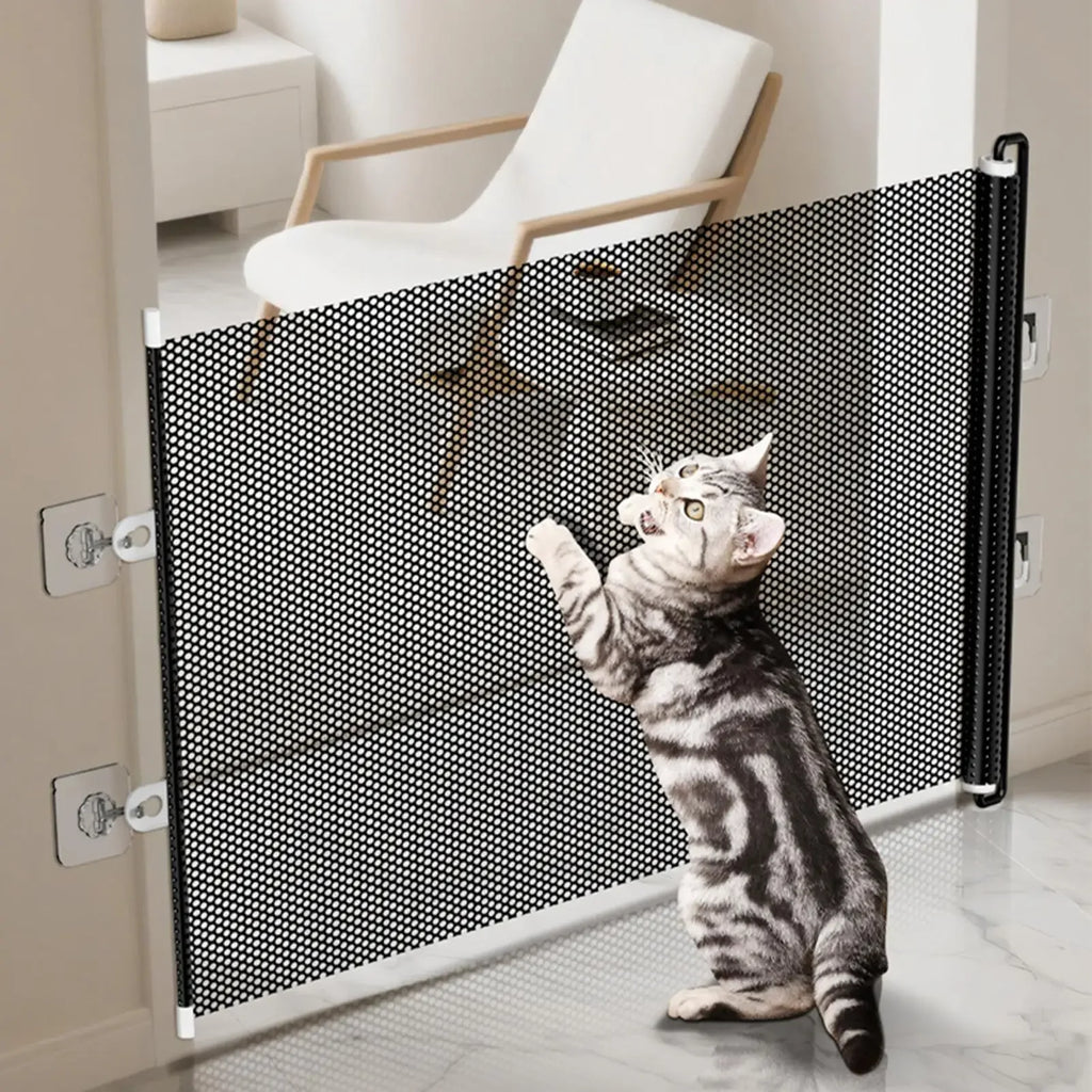 49 Inch Retractable Baby Gate Punch-free Fence Childproof Net No-Drill Mesh Safety Barrier