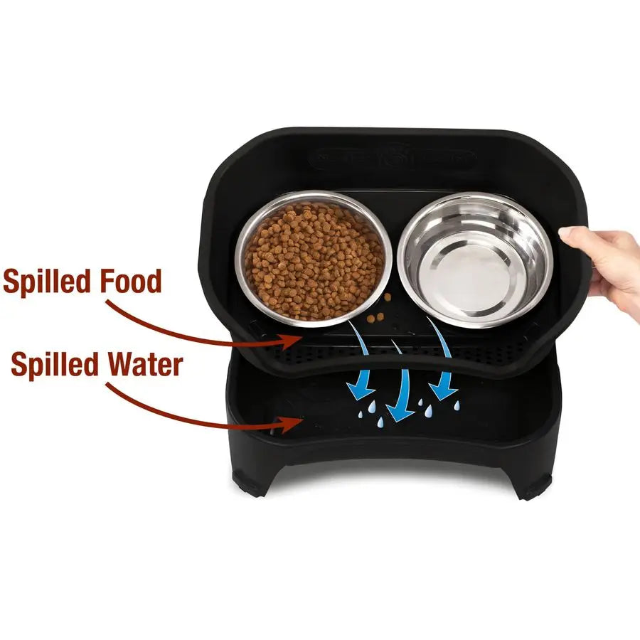 Express Mess Proof Dog Bowls Elevated for Medium to Large Sized Breed, Raised Dog Food Bowl Stand, Stainless Steel Bowls
