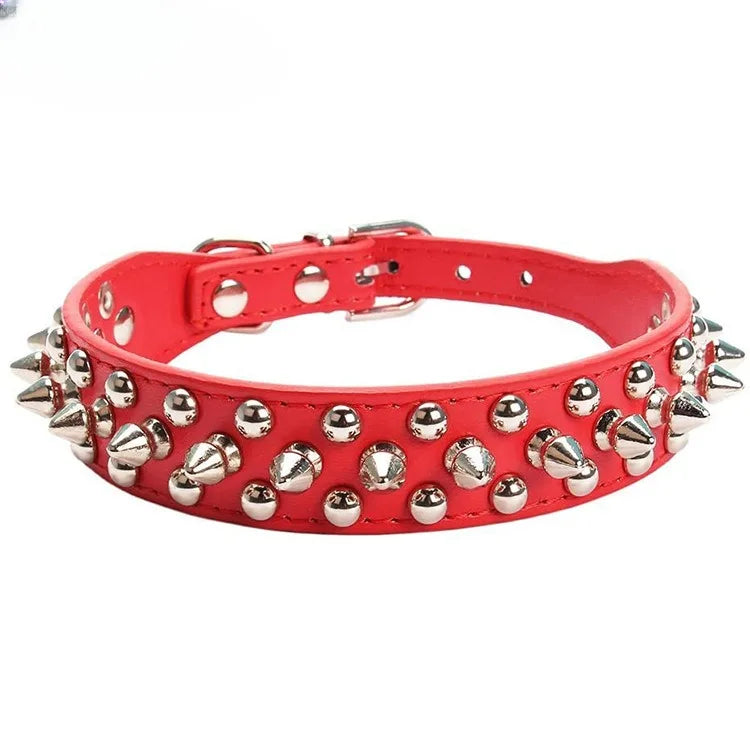 Adjustable Leather Pet Dog collar Neck Strap Spiked Dog Collar For Small Dog Cat