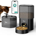 Automatic Cat Feeder and Water Fountain, 3L WiFi Timed Pet Food Dispenser and 2.5L Water Dispenser with APP