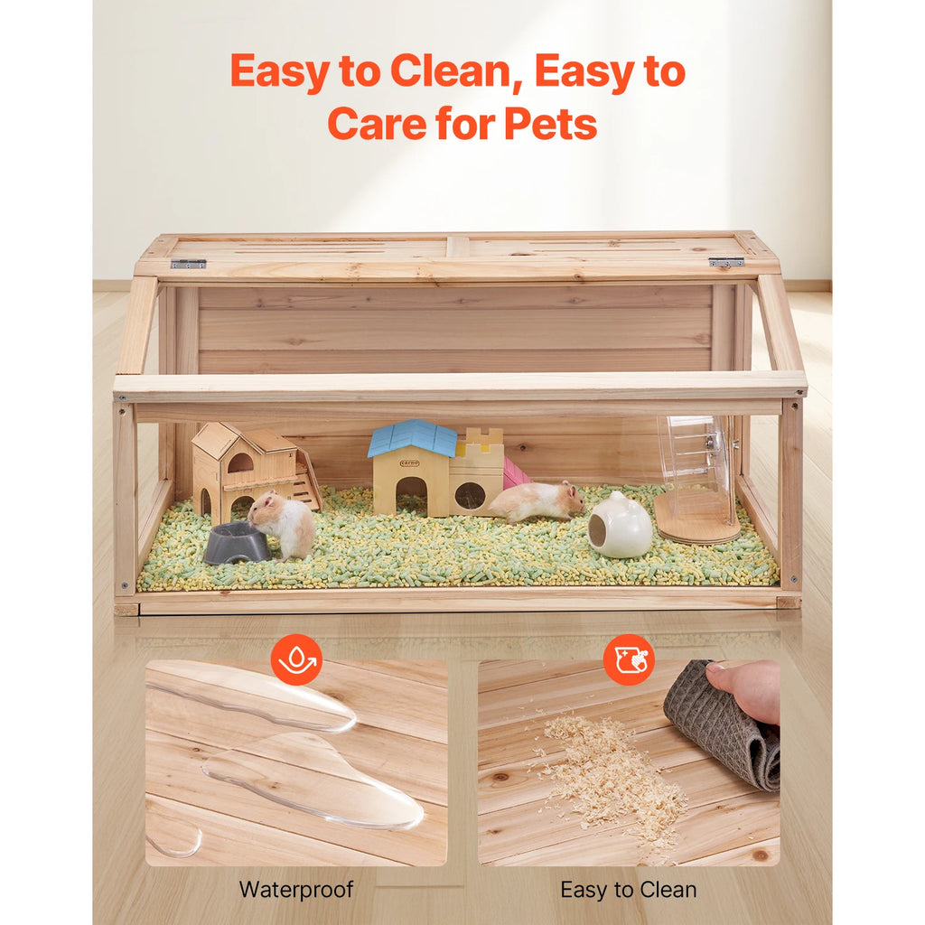 Wooden Hamster Cage 270° Viewing With Openable Top Ventilated Animal Cage