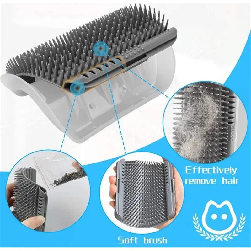 Cat Corner Brush Comb Massager for Cat Grooming with Catnip