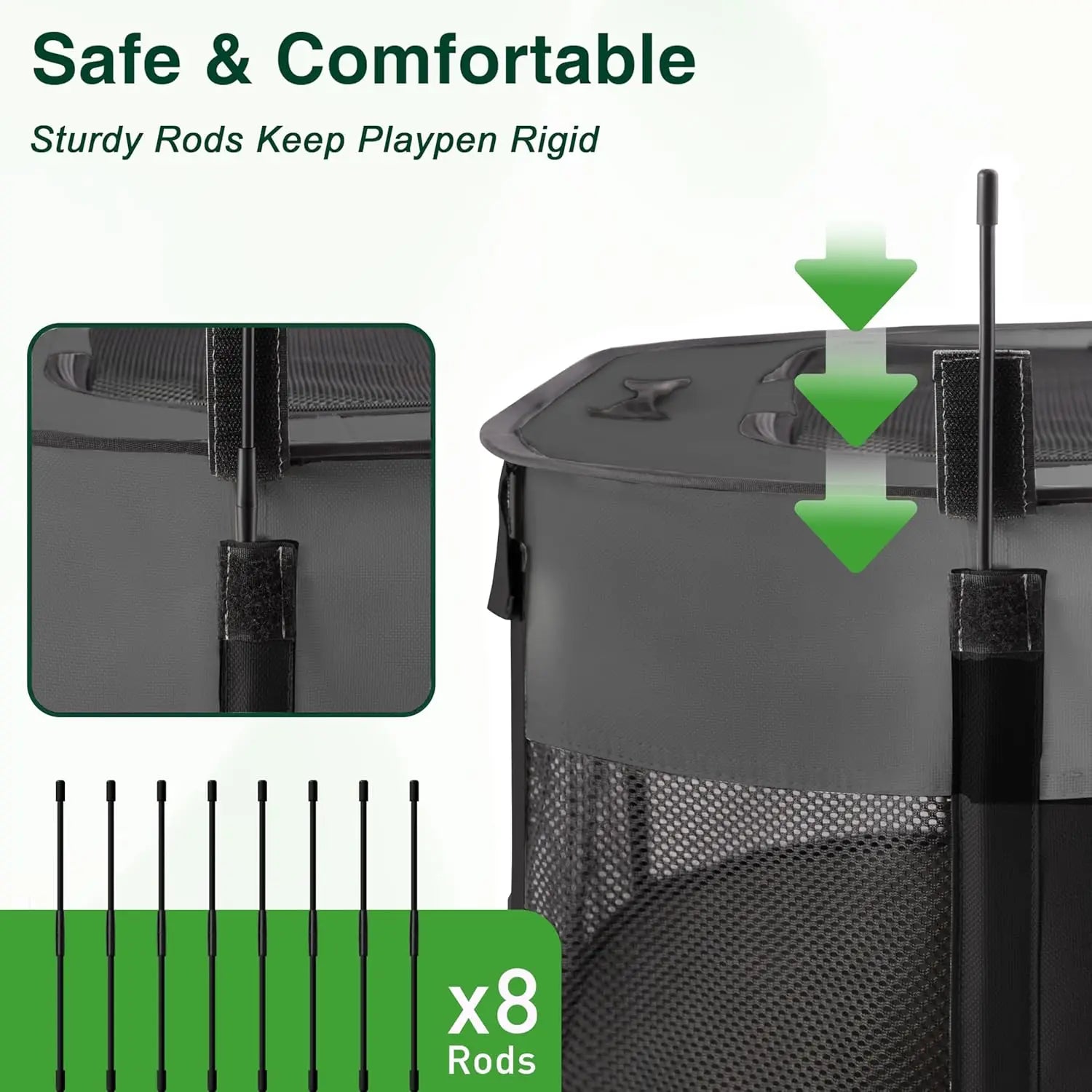 Portable Foldable Pet Playpen for Small Dogs Cats with Carrying Case Grey