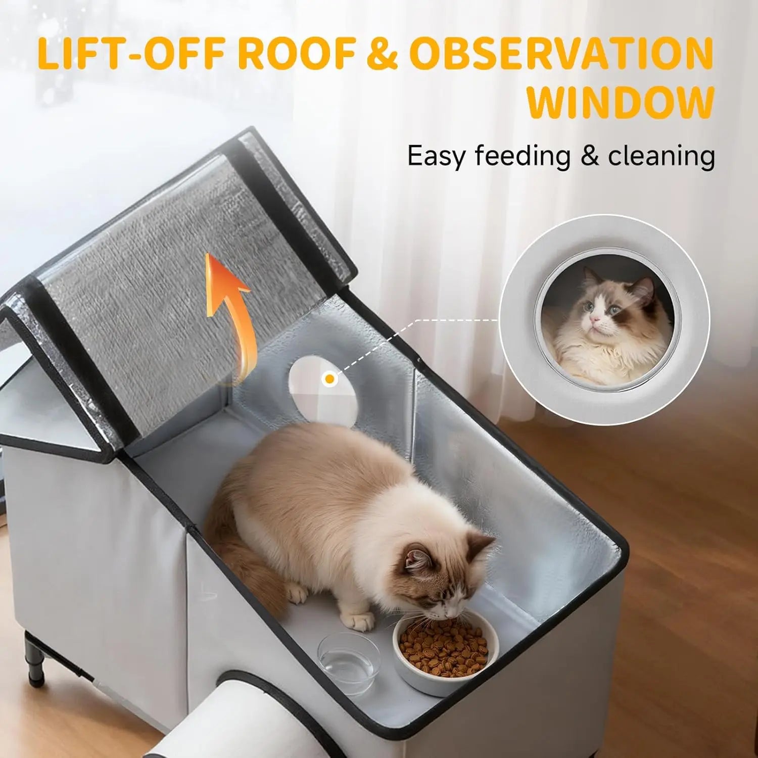Heated Waterproof Cat House with Insulation for Outdoor Winter Shelter, Durable Warm Pet Shelter