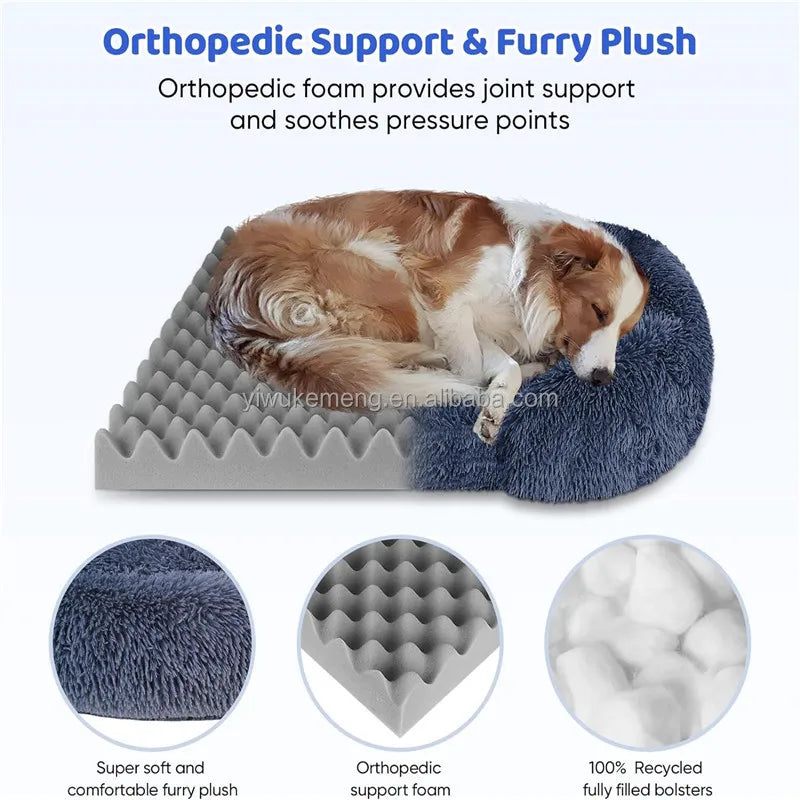 Thick orthopedic bed for large dogs - sponge, easy to remove and wash plush cover