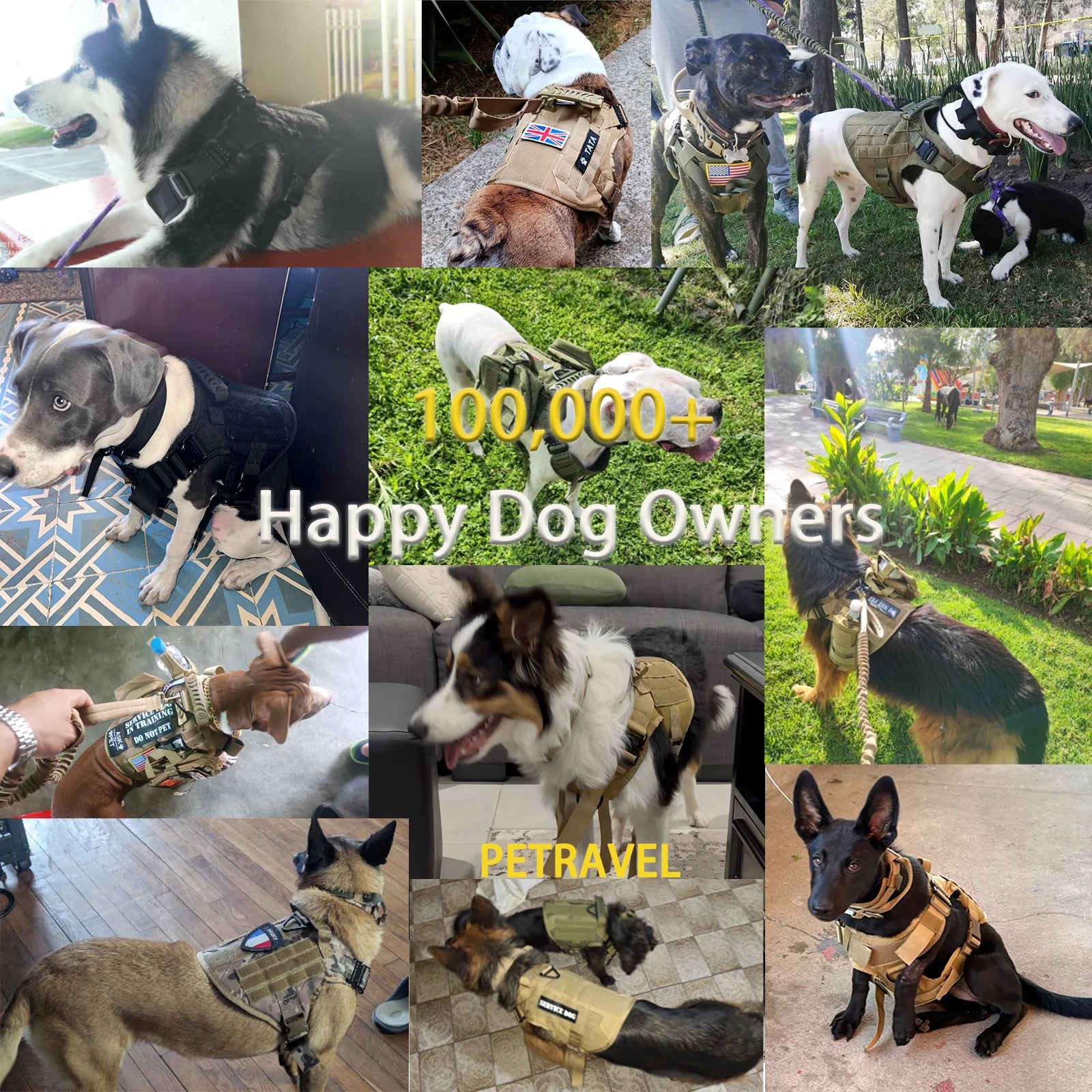 Tactical Dog Harness Collar With Pouches For Medium Large Dogs