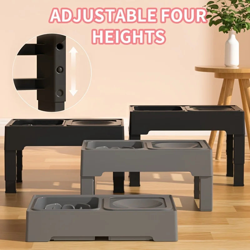 Adjustable Height Feeder Stand - Folding Stainless Steel Pet Bowl Table with Non-Slip Design