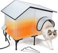 Heated Waterproof Cat House with Insulation for Outdoor Winter Shelter, Durable Warm Pet Shelter
