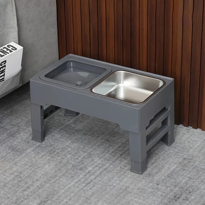 Adjustable Height Feeder Stand - Folding Stainless Steel Pet Bowl Table with Non-Slip Design