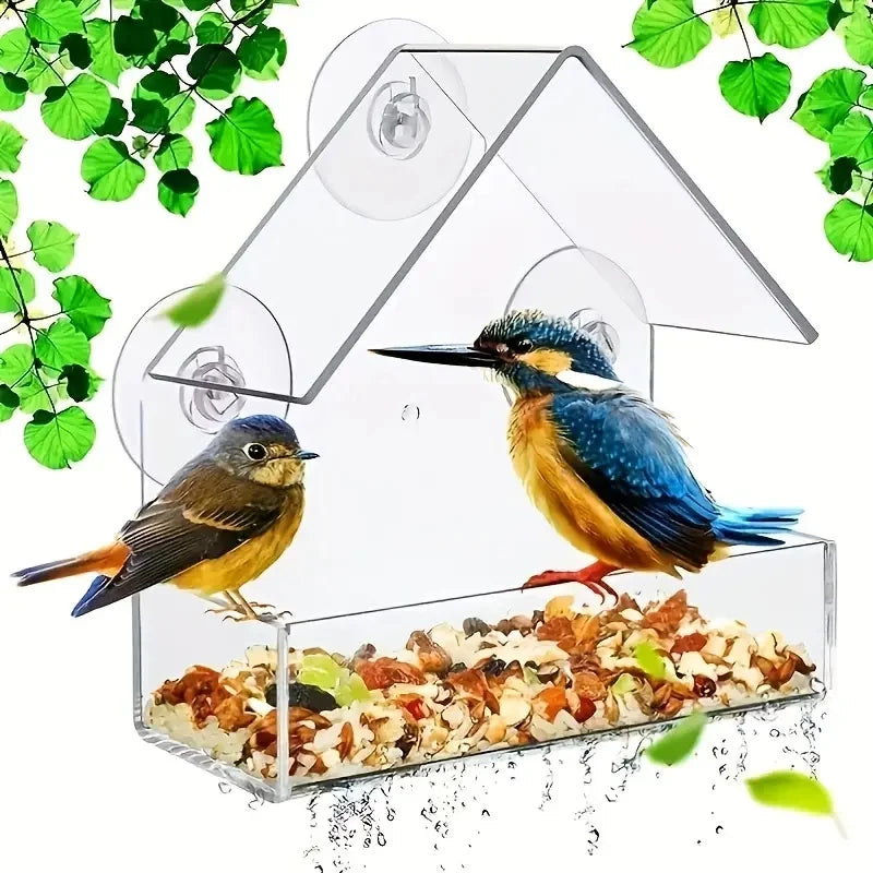 NEW Window Type Bird Feeder, Reusable Tray, Waterproof Transparent