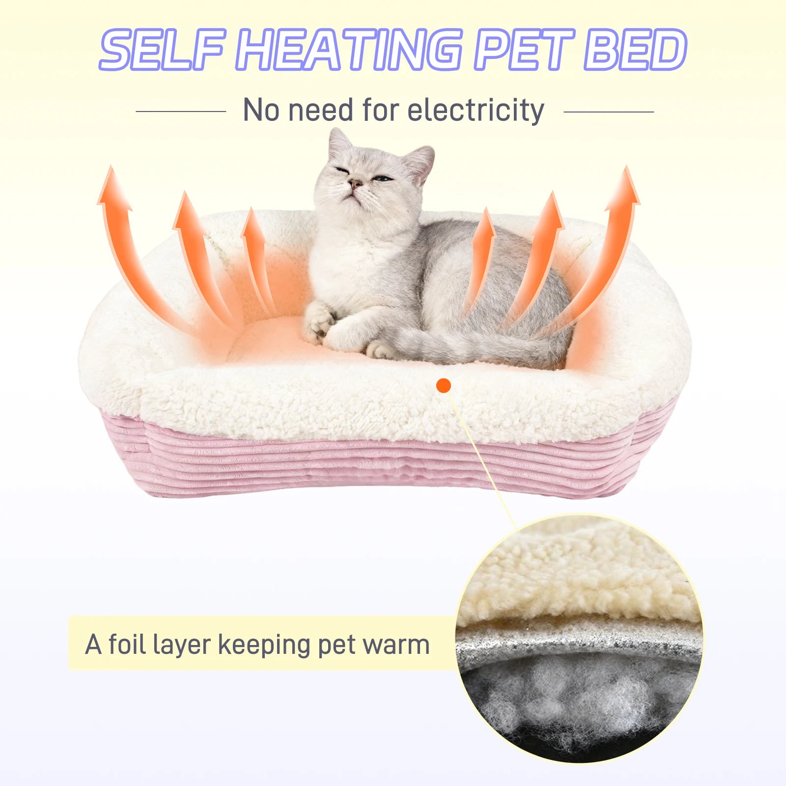 Heated Pet Bed, Machine Washable Thickened Plush Cat/Dog Bed