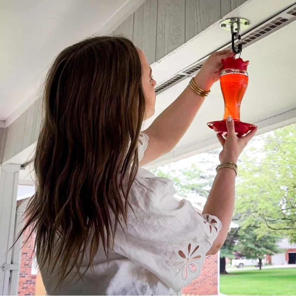Glass Hummingbird Feeder 16oz Ant Moat, Bee Resistant, Wide Mouth, Easy Clean, Durable