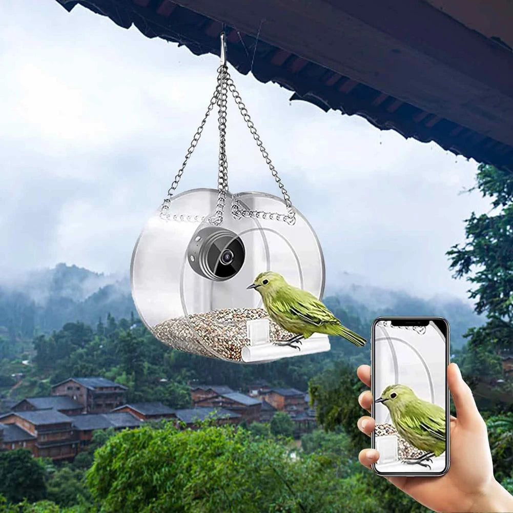 Smart Bird House Pet Feeder Transparent with Camera 1080P HD Easy Installation