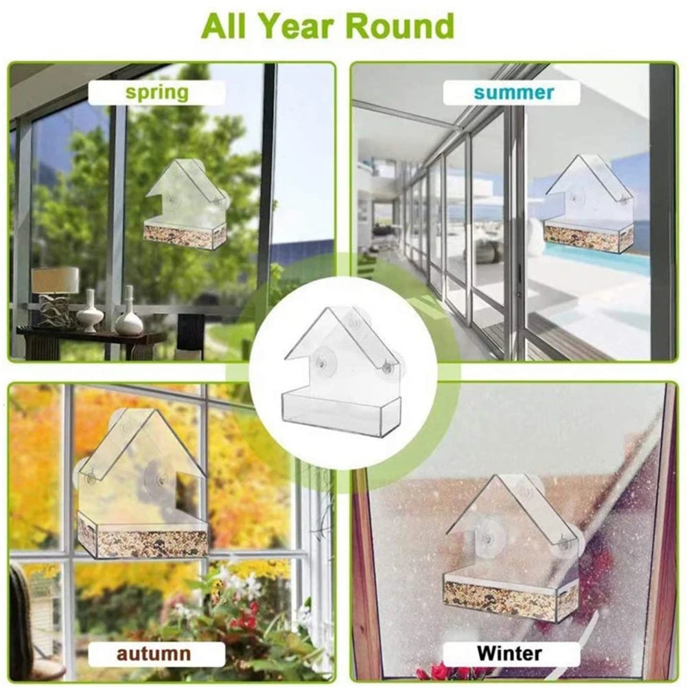 Smart Bird House Pet Feeder Transparent with Camera 1080P HD Easy Installation