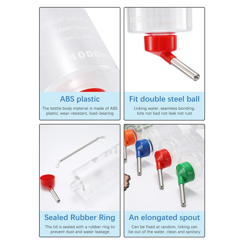 Random Color Small Animals Drinker Hangable Water Bottle for Rabbit Guinea Pig Parrot