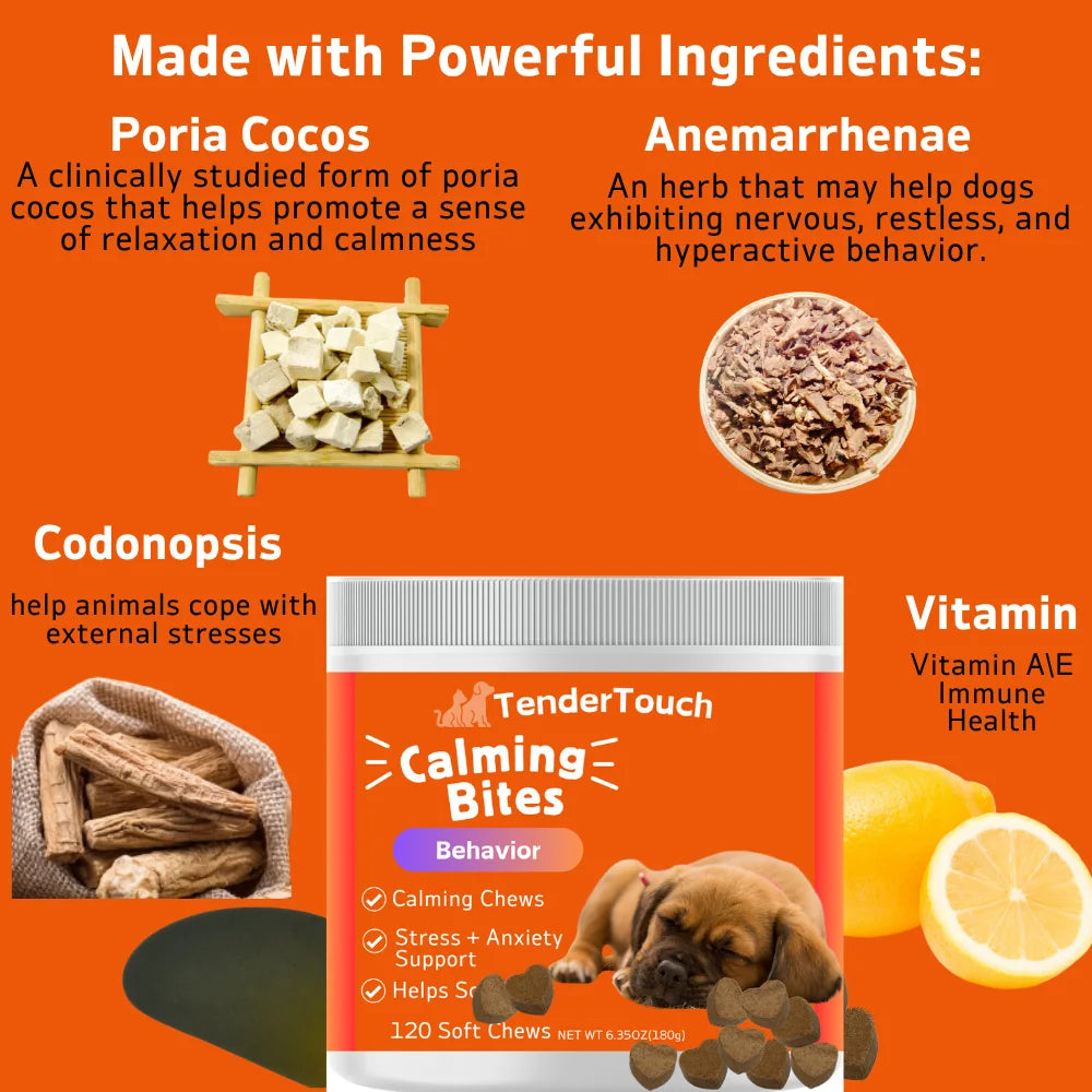 360 Chews - 3 Pack TenderTouch Calming for Dogs - Help Natural Dog Anxiety