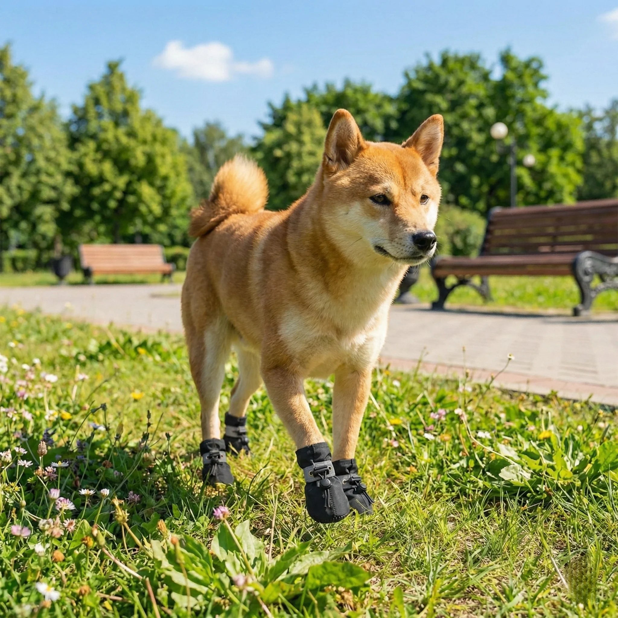 4Pcs All-Weather Dog Shoes Waterproof Non-slip Reflective Adjustable Pet Boots