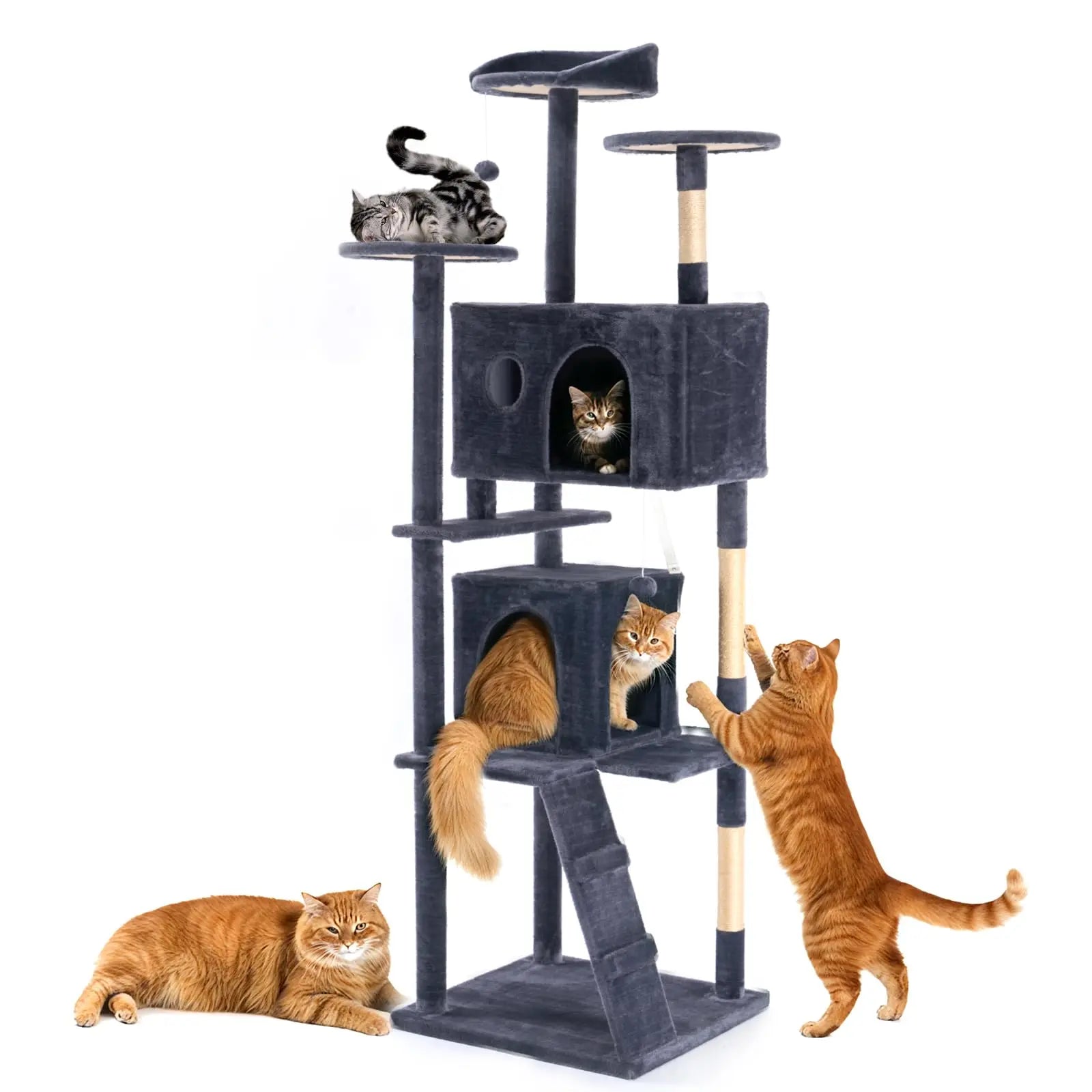 70 inch Cat Tree Tower Large Multi Level Cat Climbing Tower with Condo