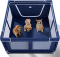 Indoor Pet Playpen with Gate, Oxford Fabric Dog Enclosure for Small Pets, Anti-Tipping Design