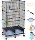 46-Inch Spacious Bird Cage with Wooden Perches, Slide-Out Tray, Water Bottle & Feeder