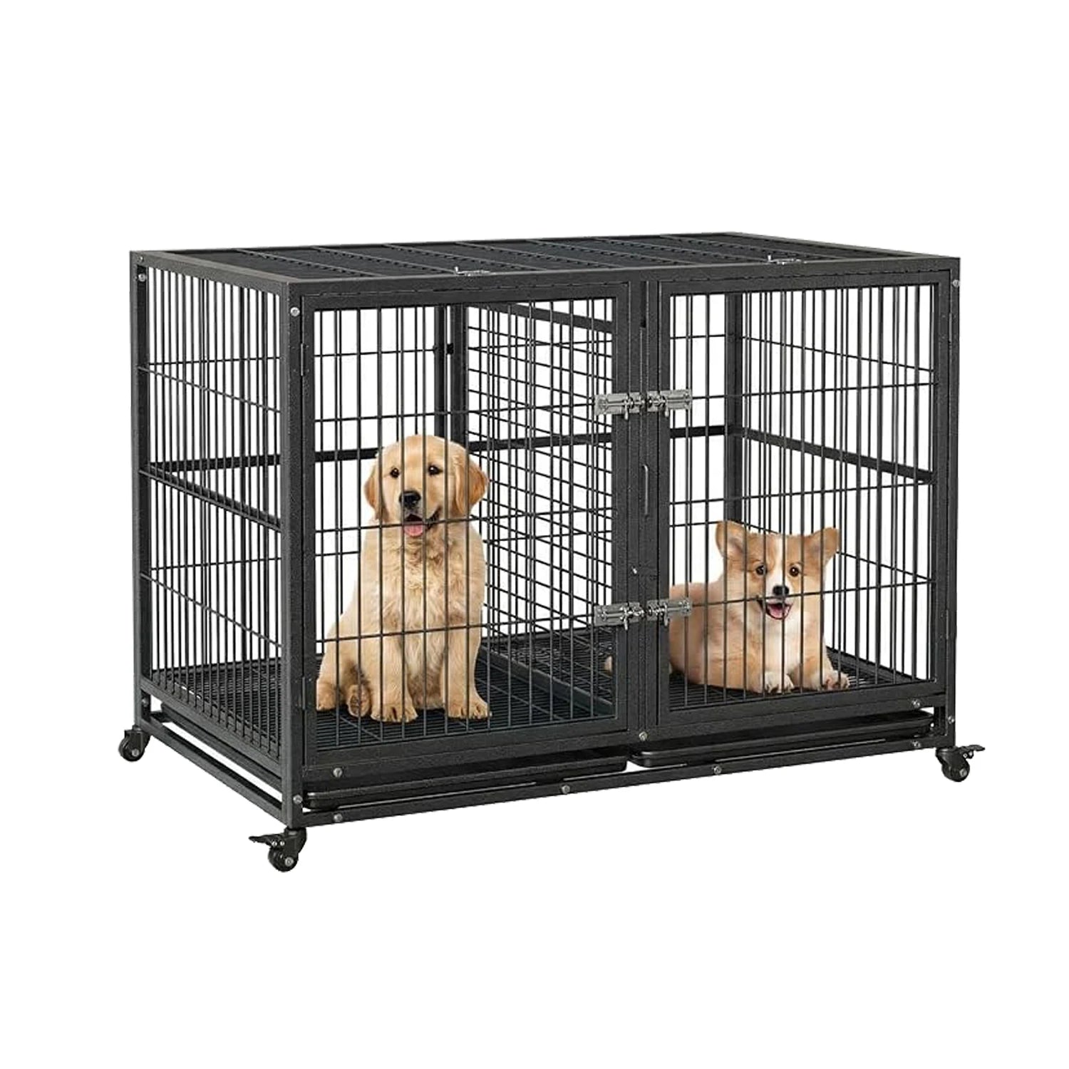 Heavy Duty Dog Crate for Large, Medium & Small Dogs. Indestructible, Escape-Proof