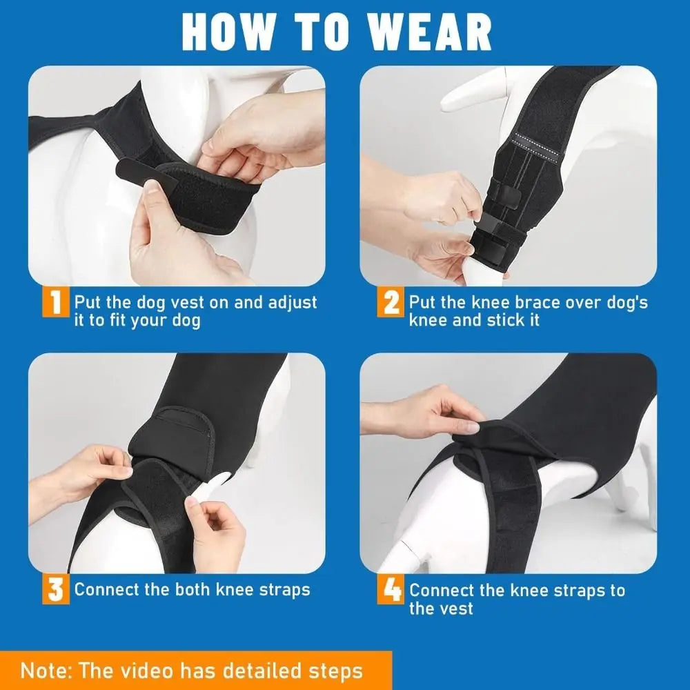 Adjustable Dog Knee Brace Durable Joint Support Leg Support Bracket Reflective Design Breathable Pet Knee Wound Protection