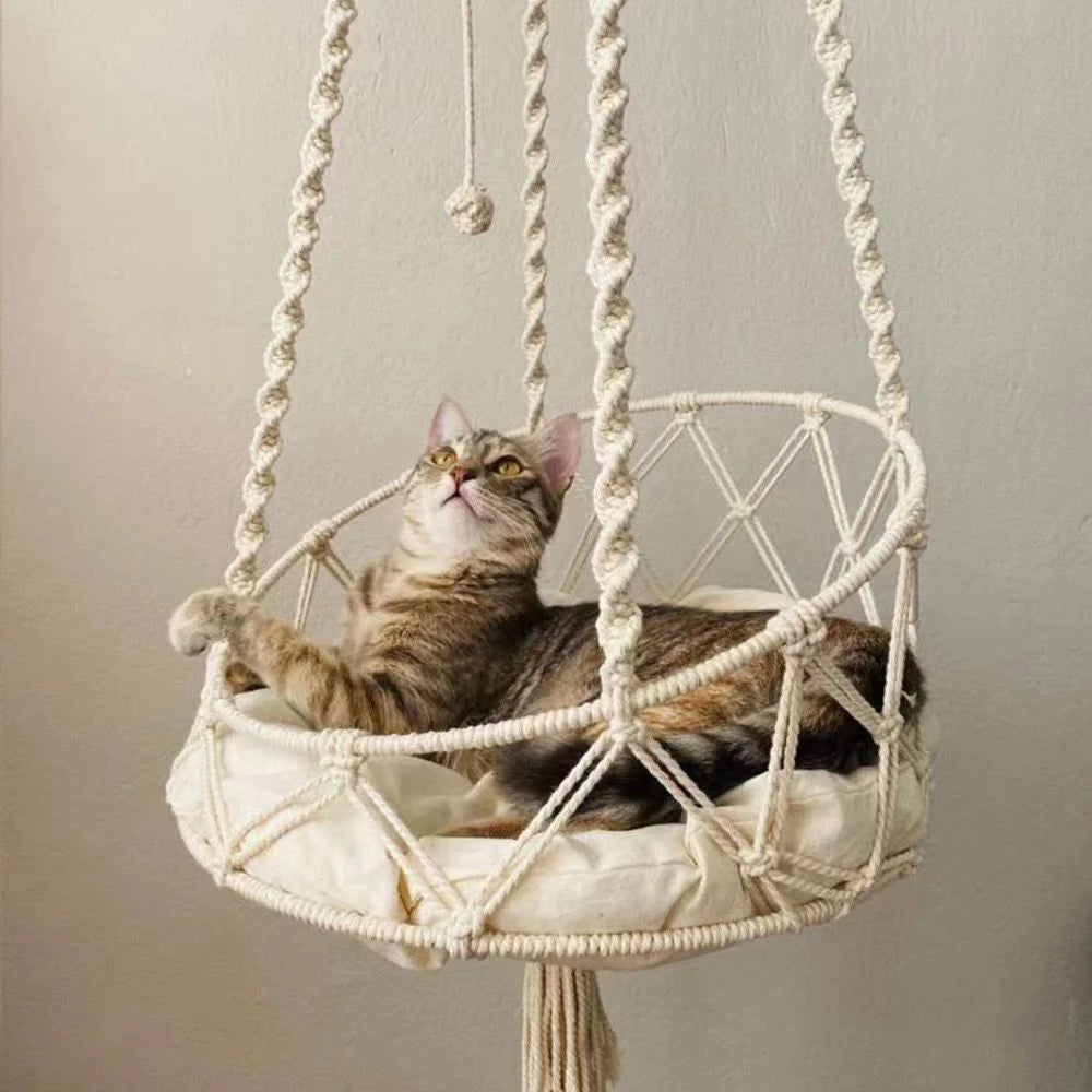 1PC Winter Hand-Woven Kitten Hammock Hanging Cat Bed