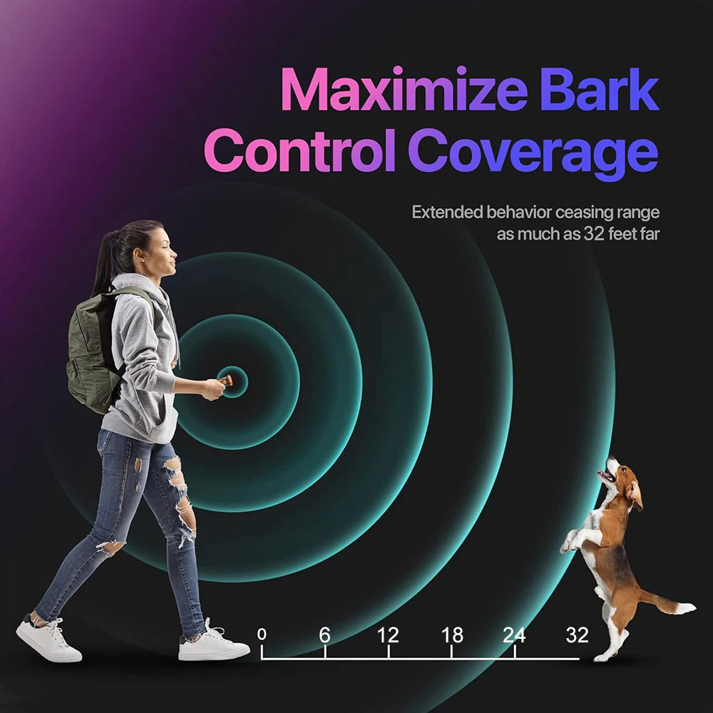 Upgrade Ultrasonic Dog Repeller Anti Bark Training Device  with LED Flashlight