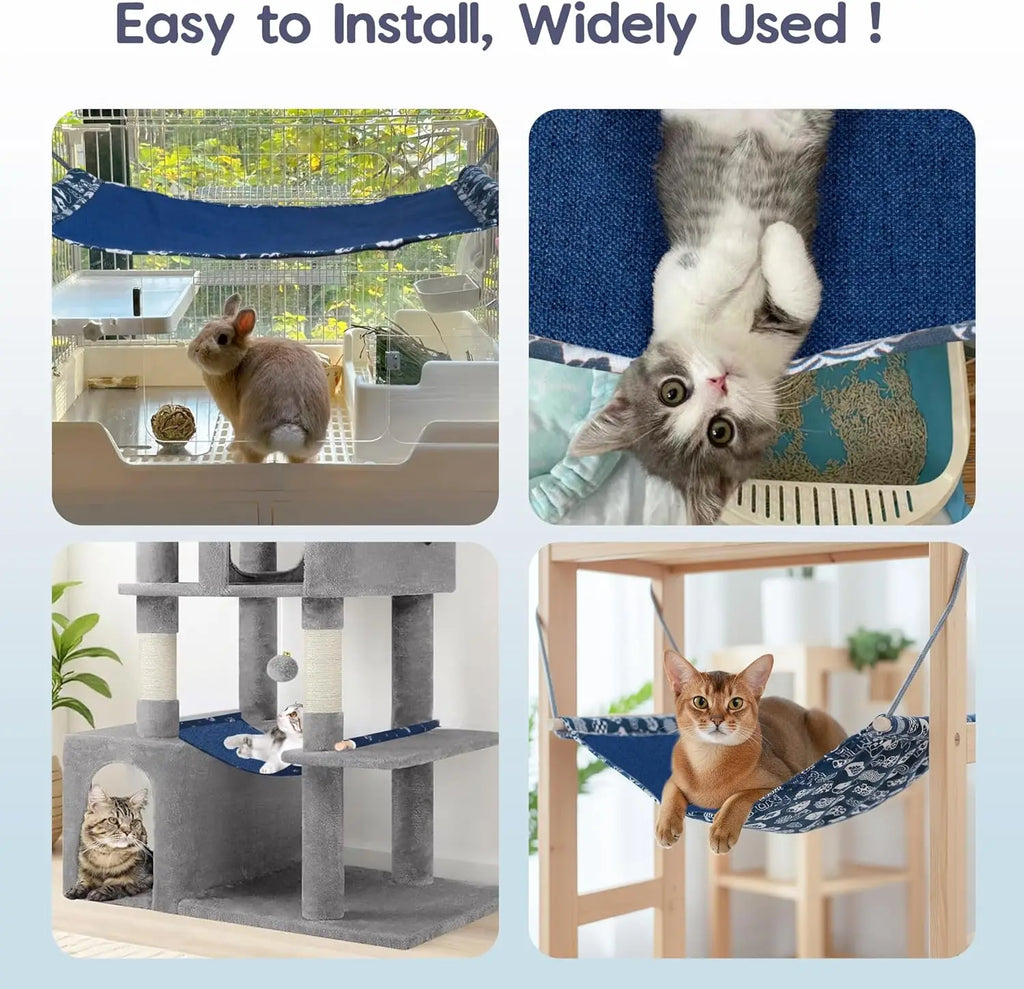 2 Pack Cat Hammock Hanging Reversible Adjustable, 24.4in*14.6 in Soft Sleeping Hammock for Cats