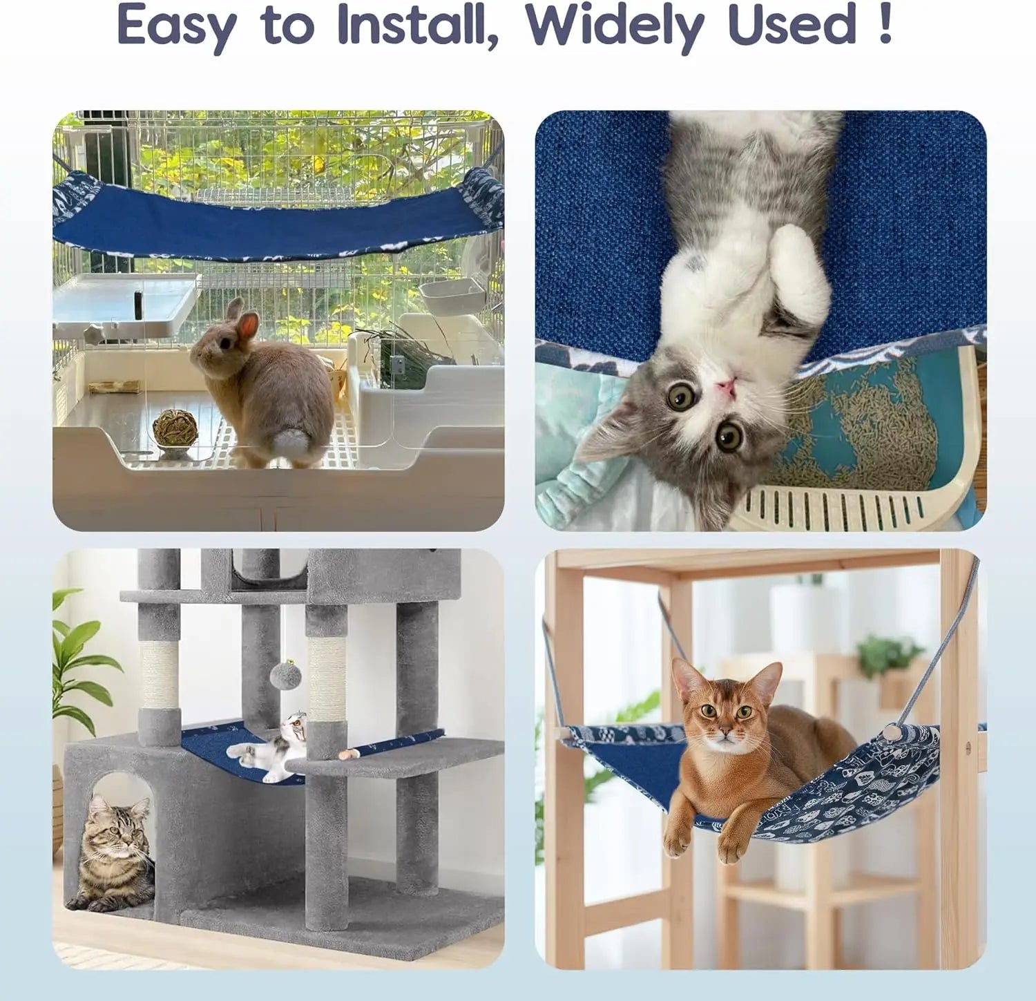 2 Pack Cat Hammock Hanging Reversible Adjustable, 24.4in*14.6 in Soft Sleeping Hammock for Cats