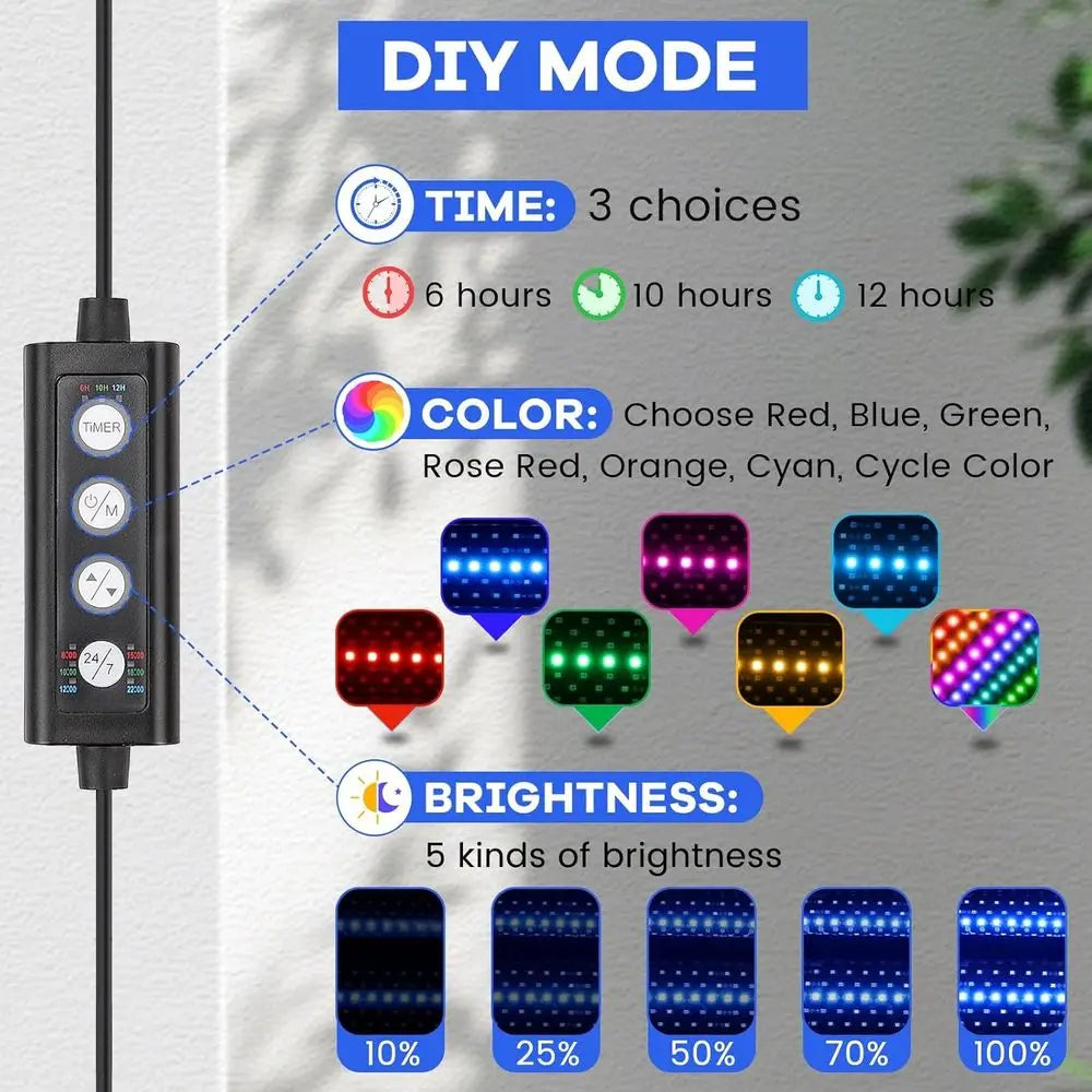 Clip On Aquarium LED Light with Multi-Channel Controller, Fish Tank Light