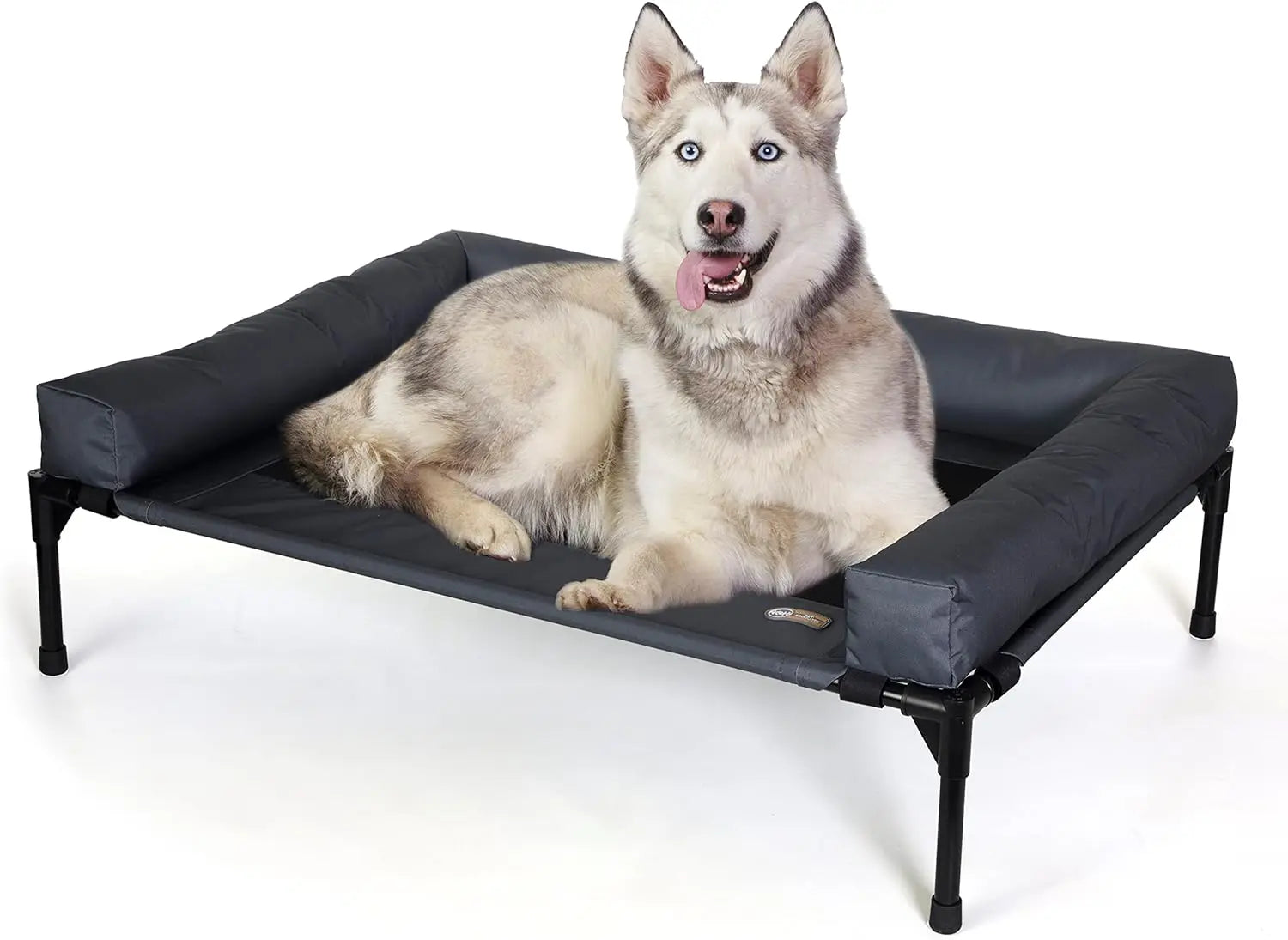 Large Elevated Dog Cot with Cooling Mesh, Removable Washable Cover, Sturdy Metal Frame for Indoor/Outdoor Use