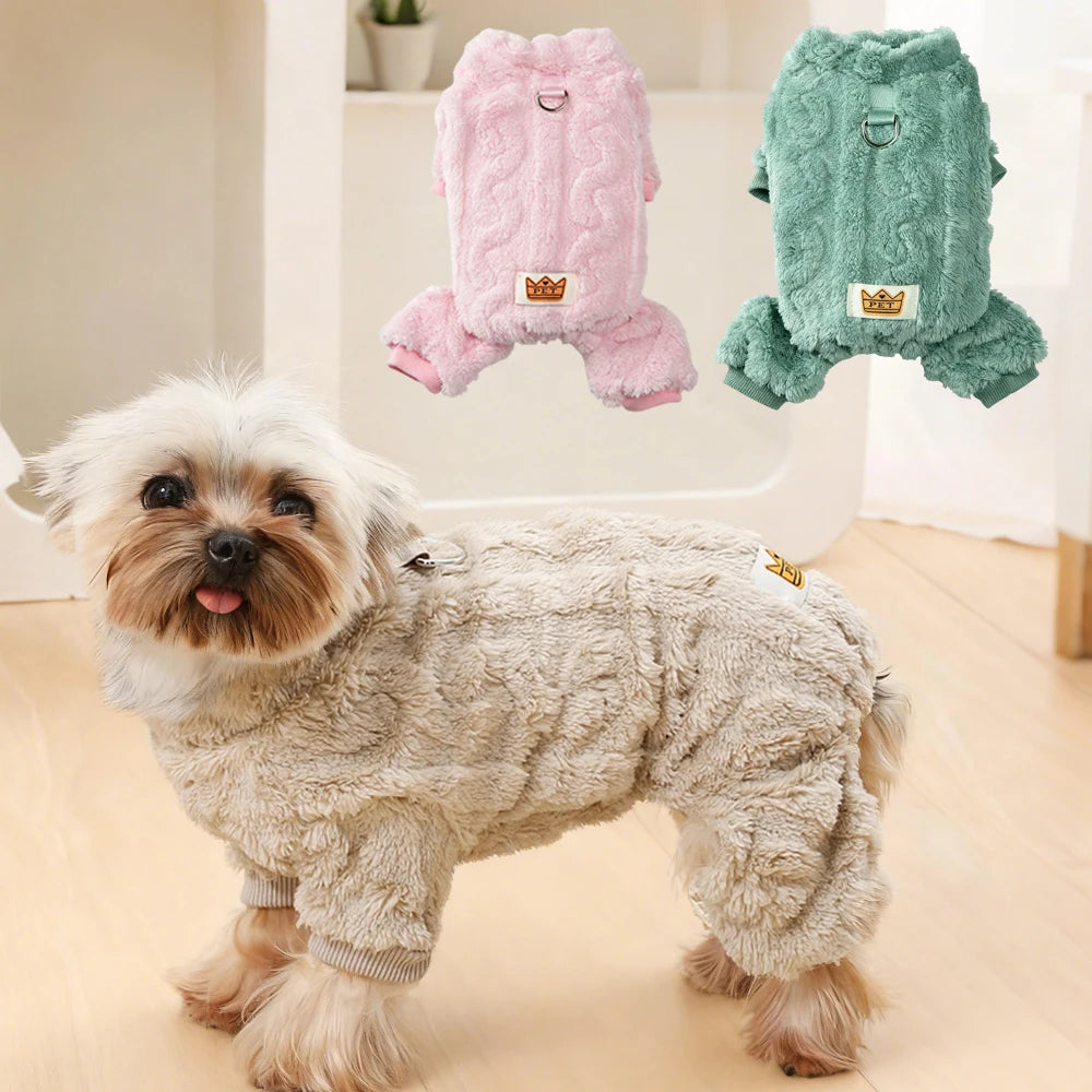 Warm Pet Clothes Winter Soft Solid Puppy Jumpsuits For Small Medium Dogs Cats