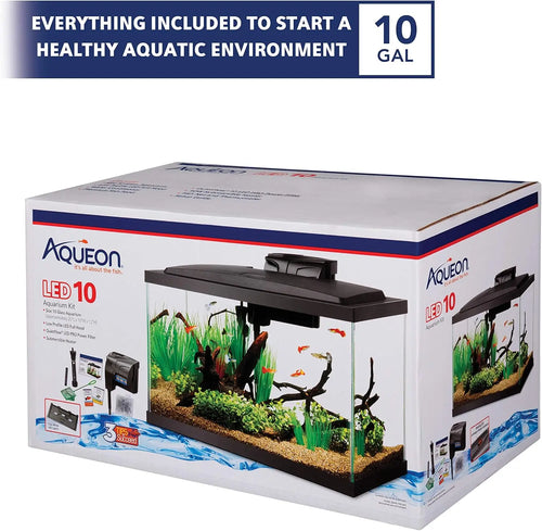 10 Gallon Aquarium Starter Kit with LED Lighting, Complete Fish Tank Setup for Beginners