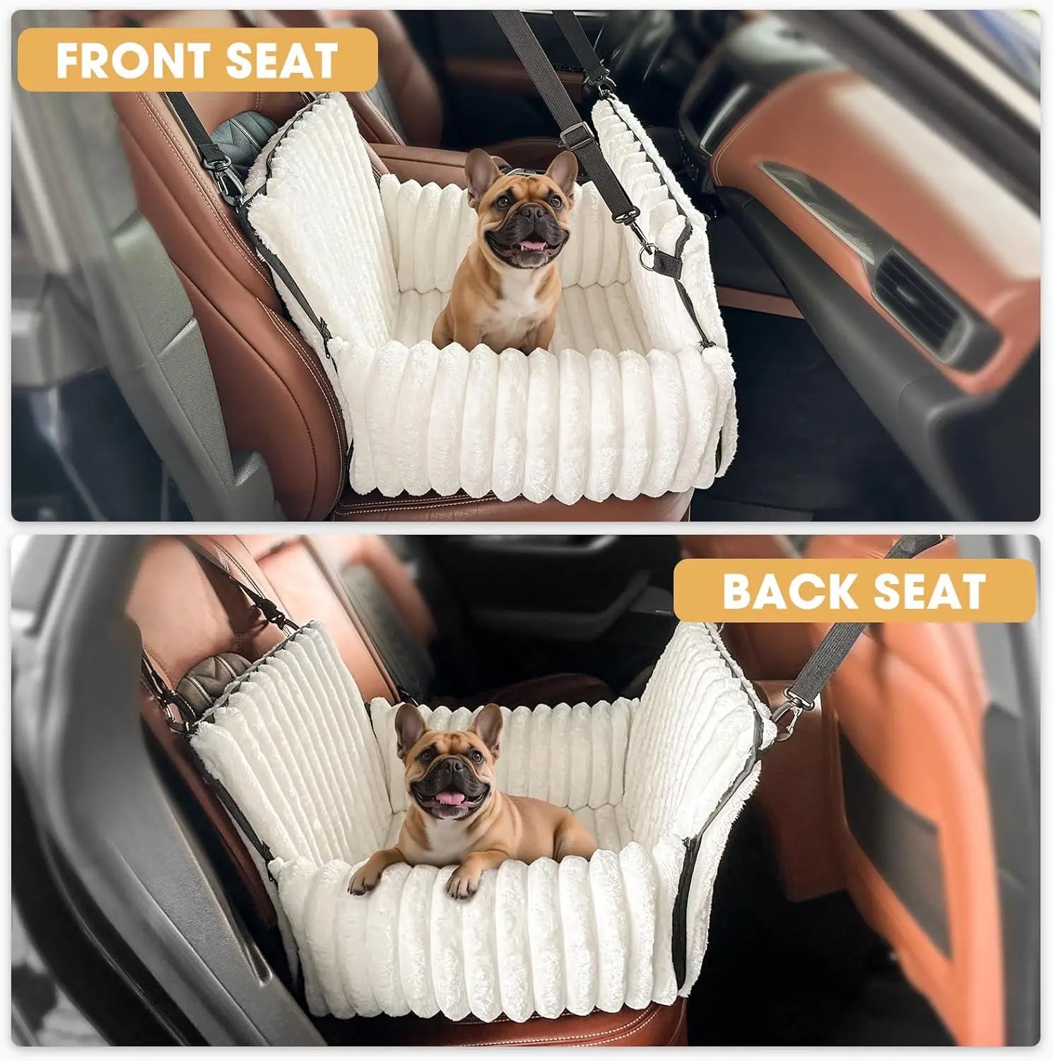 6-in-1 Dog Car Seat for Small/Medium Dogs, Washable Cover, Safety Leash