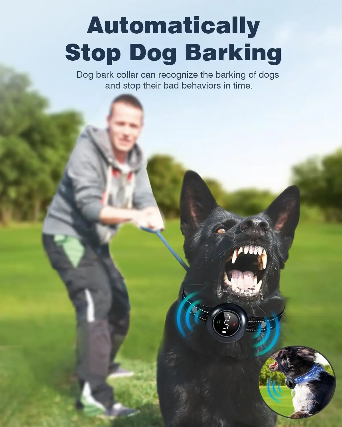 2-in-1 Smart Dog Training Collar with Anti-Bark Feature, 3300FT Remote, Adjustable for All Breeds
