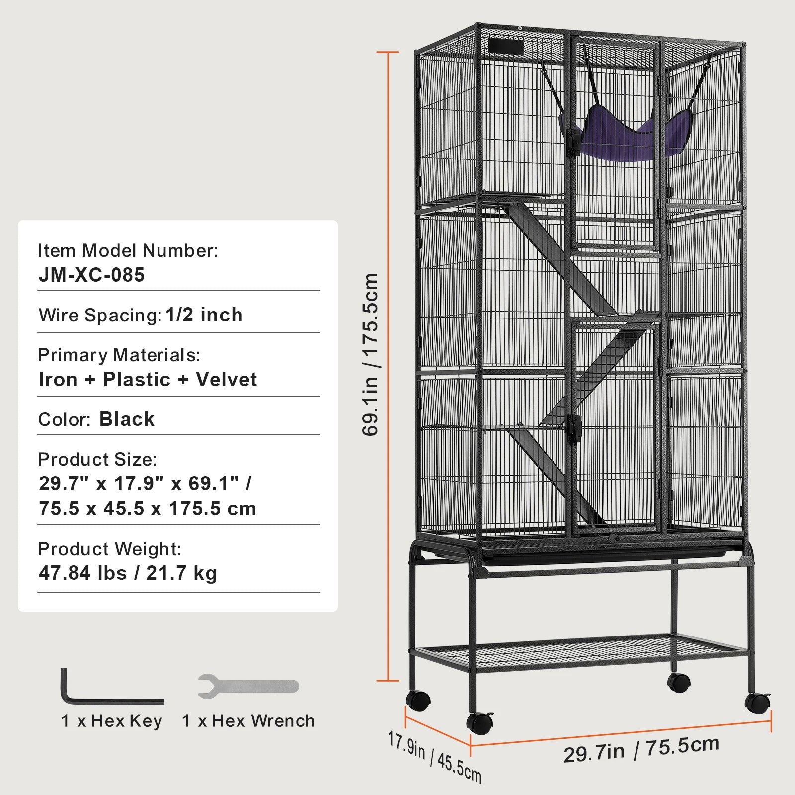 Rolling Metal Cage Large 4-Tier Critter Nation For Small Animal (Pet Rats Hamster Guinea Pig)