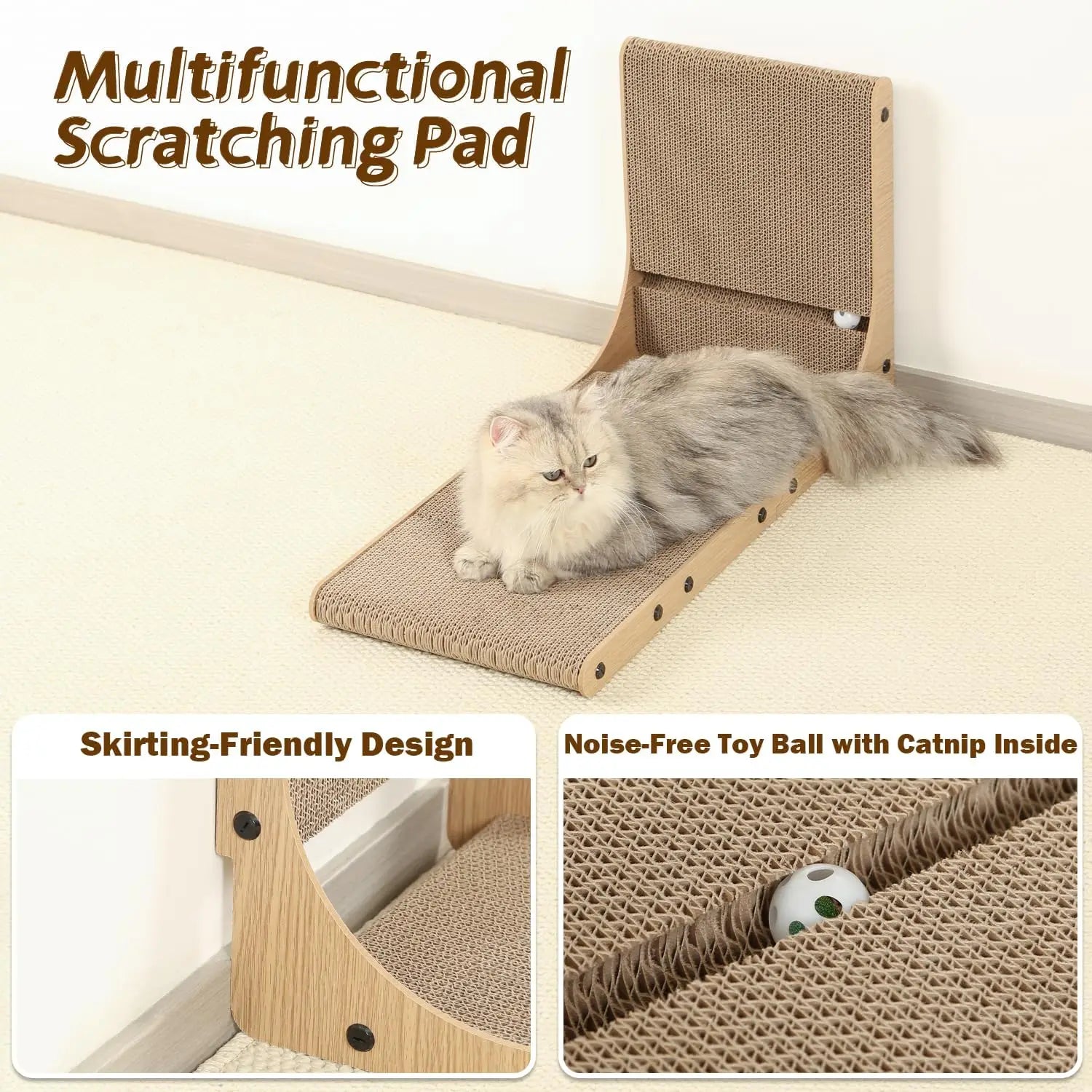2-Pack L-Shaped Cat Scratching Board, 25.6'' Tall Vertical Scratcher for Indoor Cats, Wall and Couch Protector