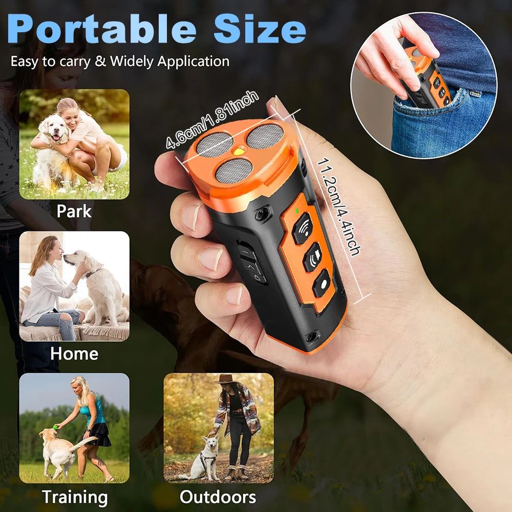 Upgrade Ultrasonic Dog Repeller Anti Bark Training Device  with LED Flashlight