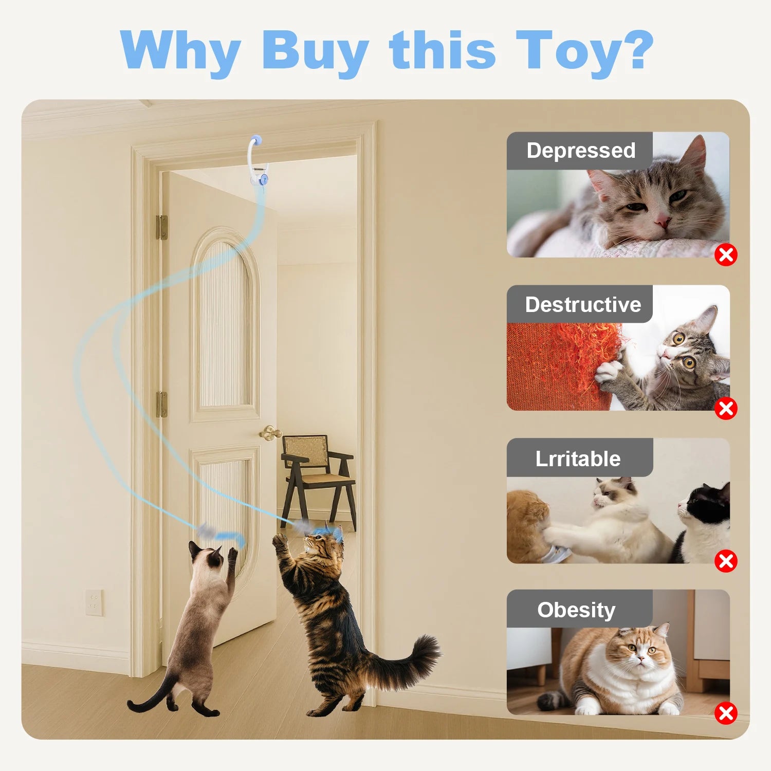 Cat Toys Electric Door Hanging Cat Toy USB Rechargeable
