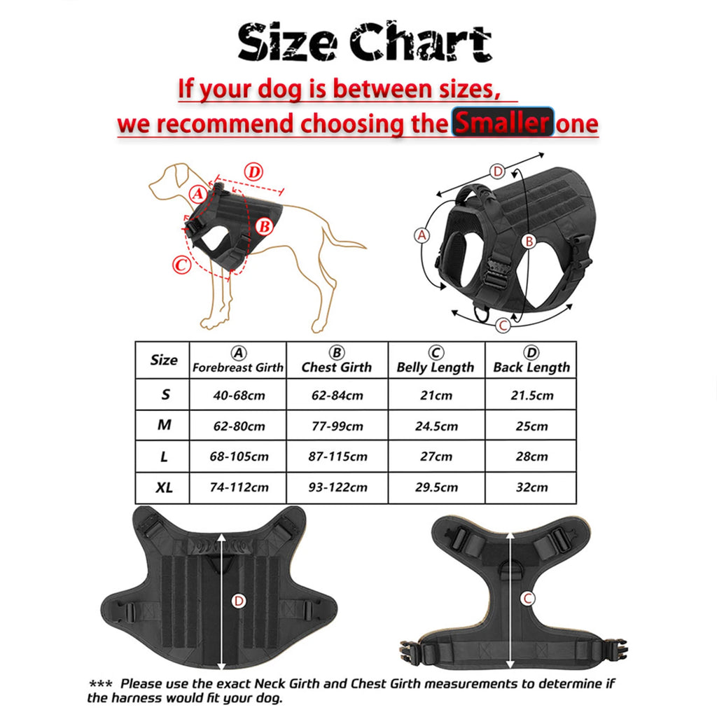 Tactical Dog Harness Collar With Pouches For Medium Large Dogs